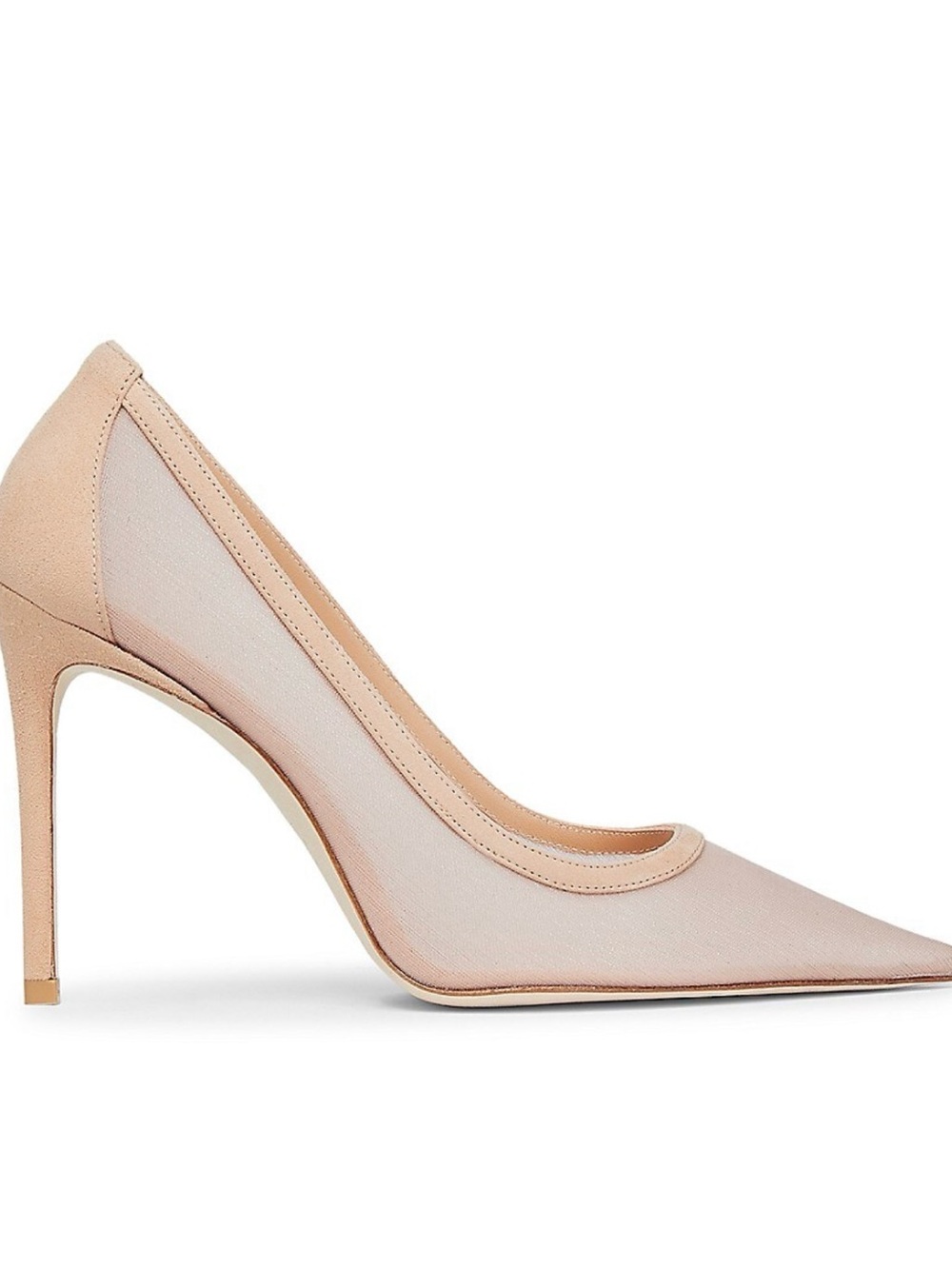Stuart Weitzman 100 Nude Pointed-Toe Mesh Stiletto Ginger